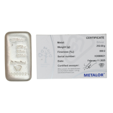 250g investiční stříbrný slitek | Metalor