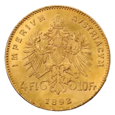 Investiční zlatá mince - 4 zlatník Františka Josefa I. 1892 - novoražba