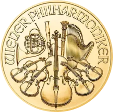 1/25 Oz zlatá investiční mince | Wiener Philharmoniker - různé ročníky (EURO/SCHILLING)