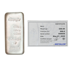 500g investiční stříbrný slitek | Metalor