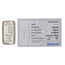 100g investiční stříbrný slitek | Metalor