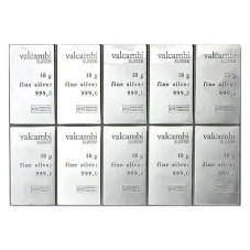 10 x 10g investiční stříbrný slitek | Valcambi Combi Bar
