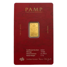 2,5g investment gold bar | PAMP - Lucky cat