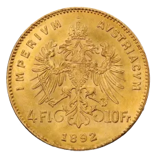 Investiční zlatá mince - 4 zlatník Františka Josefa I. 1892 - novoražba