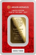 31.1g Gold Bar | Argor-Heraeus - Year Of The Goat 2027