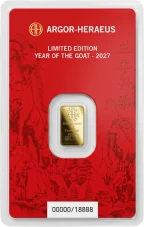 1g Gold Bar | Argor-Heraeus - Year Of The Goat 2027